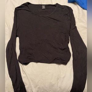 Shein, Size S, Black, open tie back, long sleeve shirt